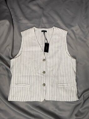 rag & bone White Pinstripe Sleeveless Vest